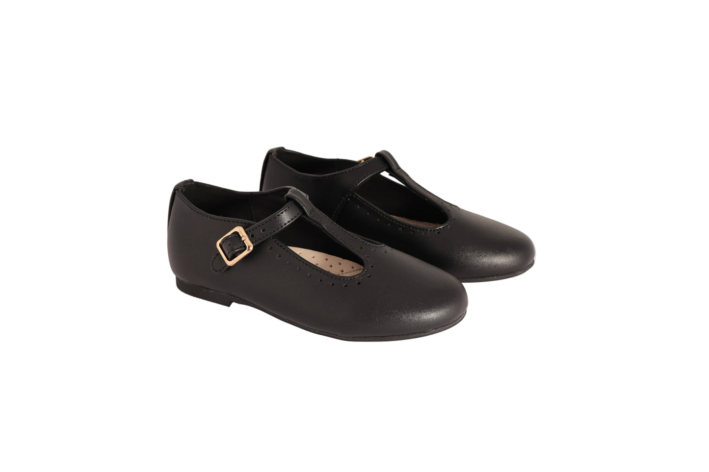 T-strap- Black Leather