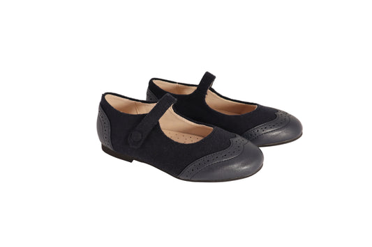 Wingtip Mary Jane-Navy Wool