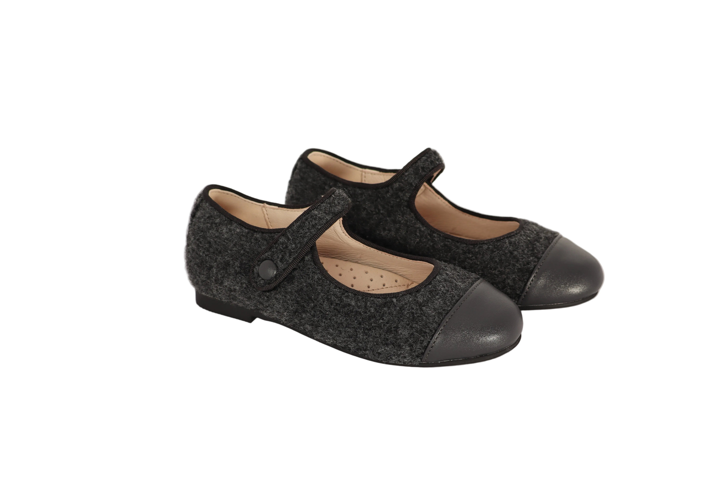 Cap Toe Mary Jane-Grey Wool